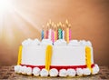 Birthday ÃâÃÂake on desk Royalty Free Stock Photo